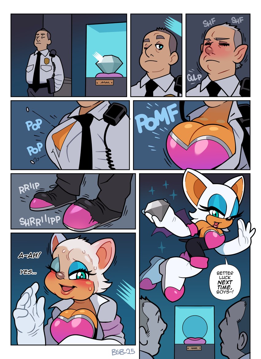 anthro breast_growth breasts dialogue female flying gem gender_transformation green_eyes group growth hair human_to_anthro male membrane_(anatomy) membranous_wings mtf_transformation open_mouth security security_guard smile species_transformation surprised tail text transformation transformation_sequence wings blackshirtboy sega sonic_the_hedgehog_(series) rouge_the_bat bat human mammal 2025 absurd_res comic digital_media_(artwork) english_text hi_res