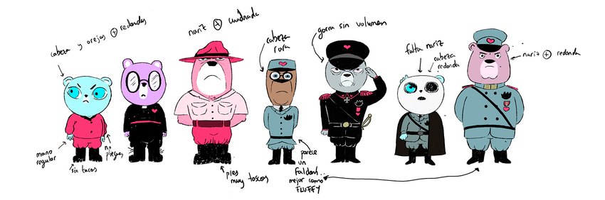 azulin, padre, comandante fluffy, sargento caricias, capitan hocicos, and etc (unicorn wars) created by unknown artist