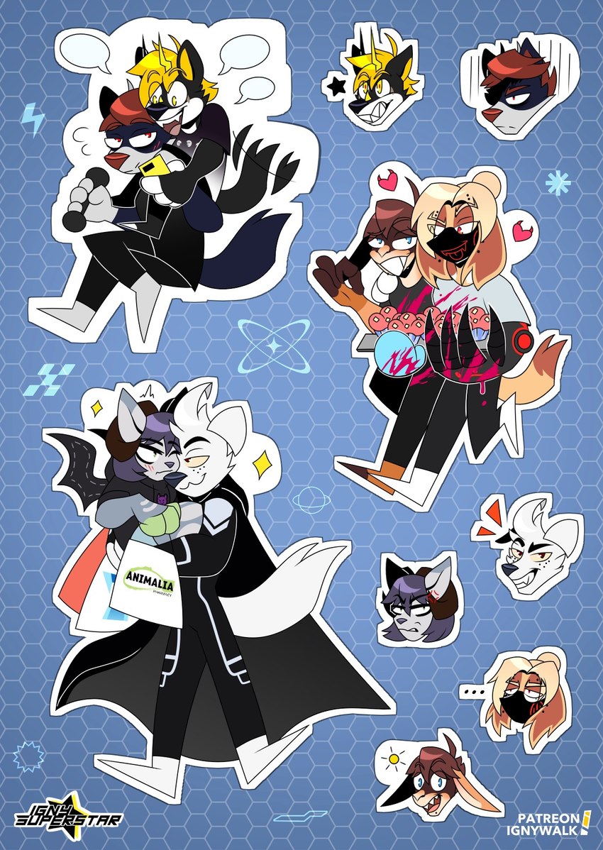 anthro group male male/male sticker superhero toony walk-w-igny akira_chase_(walk-w-igny) ignatius_walker_(walk-w-igny) igny_superstar keith_mcdollan_(walk-w-igny) palmer_cox_the_superdog_(walk-w-igny) sebastian_brighton_(walk-w-igny) tommy_unwin_(walk-w-igny) canid canine canis domestic_dog hybrid lagomorph leporid mammal rabbit vampire wolf hi_res