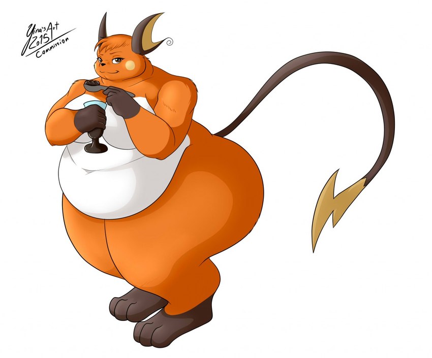 anthro belly big_belly big_butt breasts butt dessert eating female food fur obese obese_anthro obese_female orange_body orange_fur overweight overweight_anthro overweight_female pudding simple_background solo standing thick_thighs white_background yina nintendo pokemon cocoa_(cheesecaker) generation_1_pokemon mammal mouse murid murine pokemon_(species) raichu rodent 2015