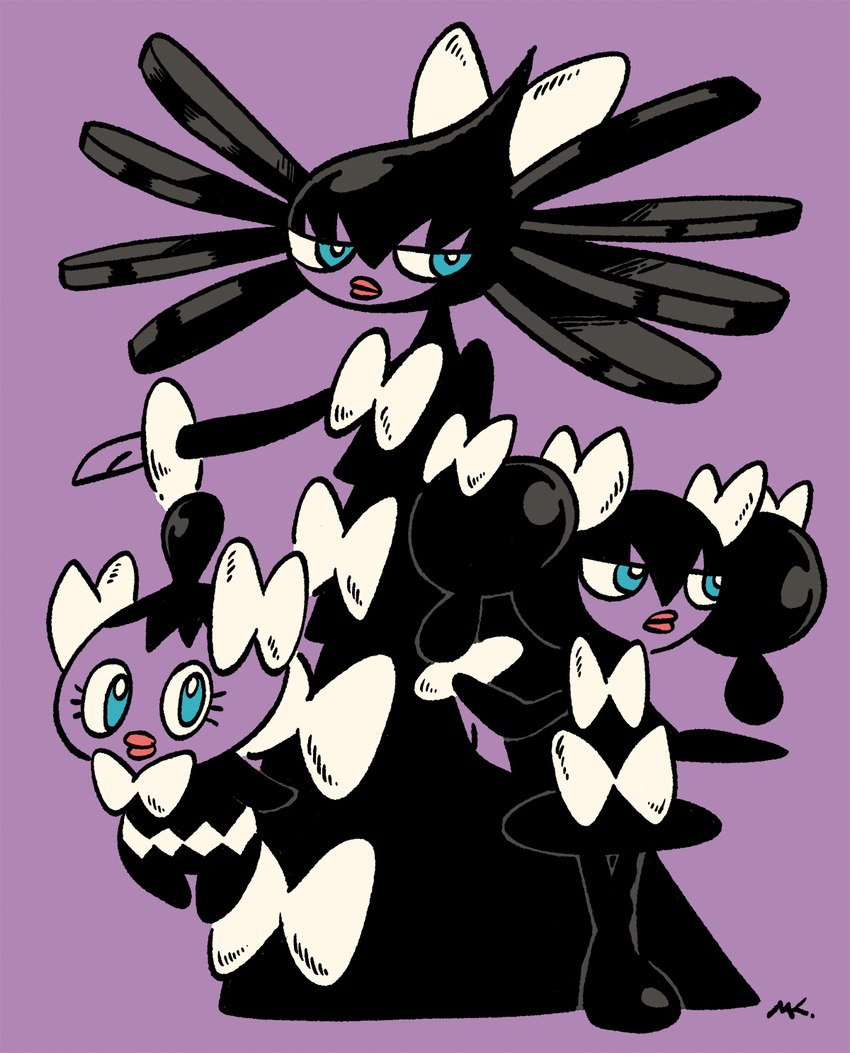 alternative_fashion goth gothic_lolita group j-fashion kuro_lolita lolita_(fashion) simple_background trio victorian_goth mizmaru nintendo pokemon generation_5_pokemon gothita gothitelle gothorita humanoid pokemon_(species) hi_res