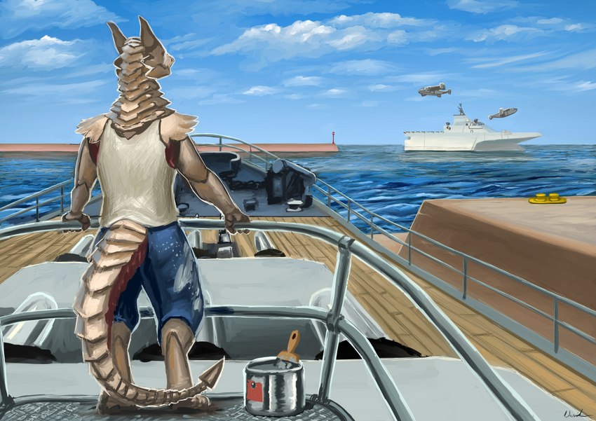 anthro dropship navy sea ship tail vehicle water watercraft rhaenjarr dune mythology alien dragon mythological_creature mythological_scalie scalie