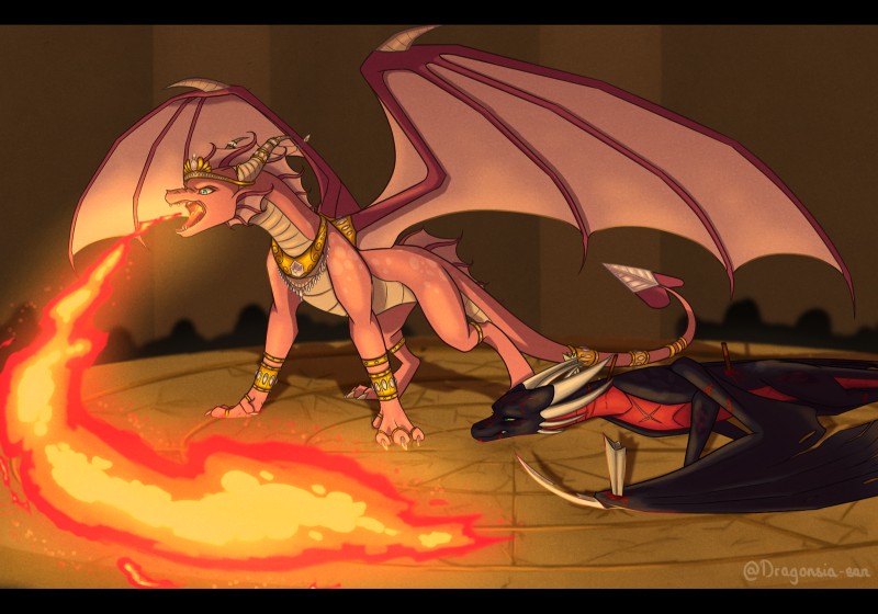 cynder and ember (european mythology and etc) created by dragonsia-san