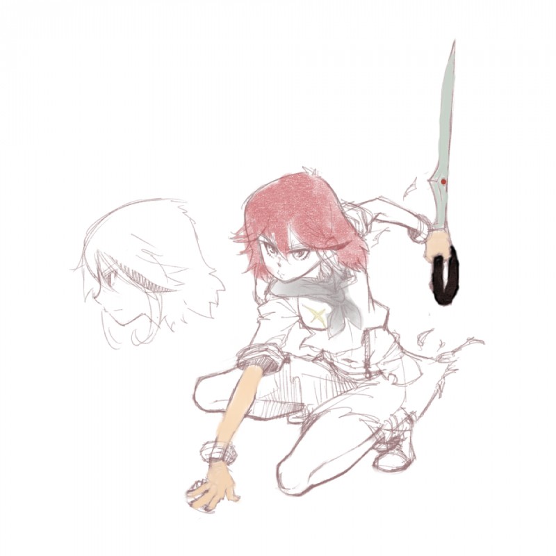 human_only male not_furry scissor_blade_(kill_la_kill) solo unknown_artist kill_la_kill studio_trigger ryuko_matoi human mammal 1:1 colored grandfathered_content sketch traced unfinished