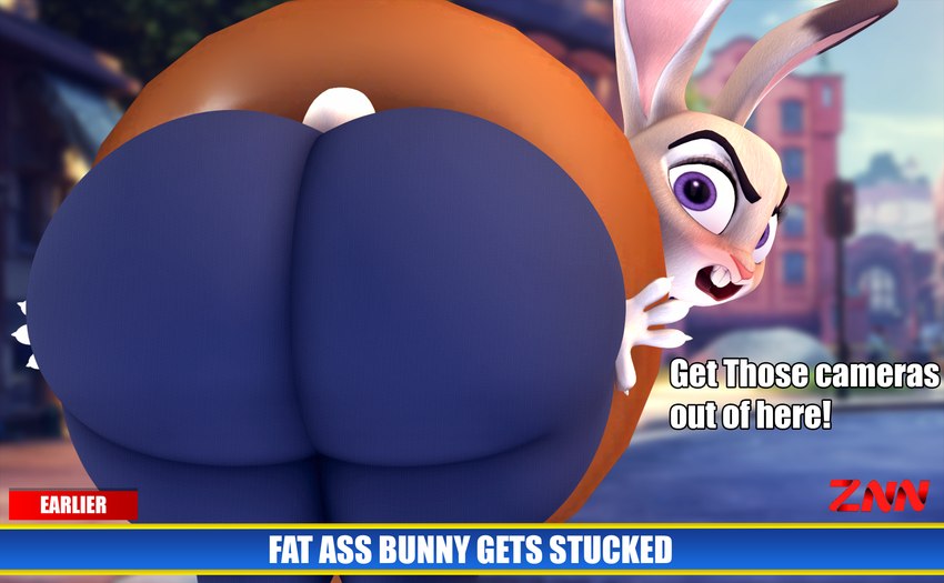 angry anthro big_butt blush buckteeth butt butt_focus dessert dialogue doughnut female food huge_butt looking_at_viewer news news_report open_mouth pastry purple_eyes scut_tail short_tail solo stuck tail teeth text thick_thighs wide_hips cindablimp disney judy_stuck_in_donut_redraw zootopia judy_hopps lagomorph leporid mammal rabbit 2024 3d_(artwork) absurd_res digital_media_(artwork) english_text hi_res meme source_filmmaker_(artwork)