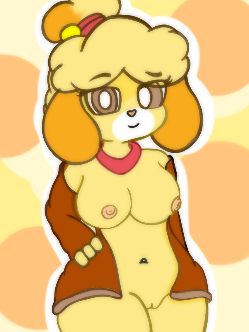 anthro female solo crolims animal_crossing nintendo isabelle_(animal_crossing) canid canine canis domestic_dog humanoid mammal 3:4 absurd_res hi_res