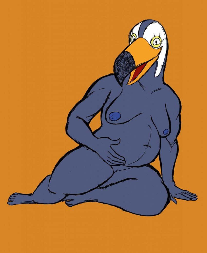 anthro beak belly big_belly black_body breasts female genitals happy looking_at_viewer nipples non-mammal_breasts non-mammal_nipples nude open_mouth open_smile pregnant pussy simple_background sitting smile solo yellow_background ctrl-atl-replace7888 netflix tuca_and_bertie tuca_(tuca_and_bertie) avian bird ramphastos toco_toucan toucan 2022 colored_sketch full-length_portrait hi_res portrait sketch