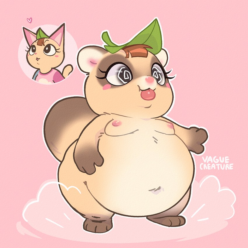 alternate_species anthro breasts female nipples nude overweight shrinking size_transformation solo species_transformation tanuki_leaf tongue tongue_out transformation weight_gain vaguecreature animal_crossing nintendo merry_(animal_crossing) canid canine domestic_cat felid feline felis mammal raccoon_dog tanuki 1:1 hi_res