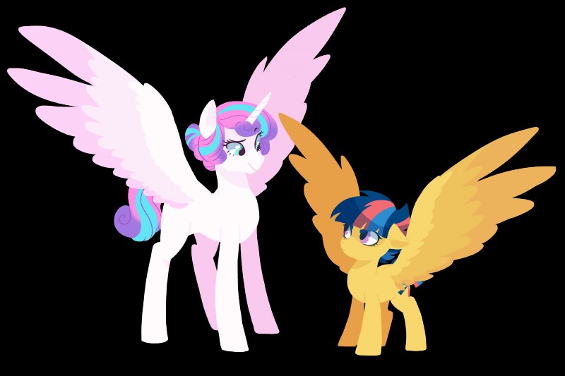 duo feathered_wings feathers female feral horn simple_background transparent_background wings kianamai friendship_is_magic hasbro my_little_pony mythology fan_character flurry_heart_(mlp) starburst_(character) equid equine mammal mythological_creature mythological_equine pegasus winged_unicorn 2016 3:2 alpha_channel hi_res