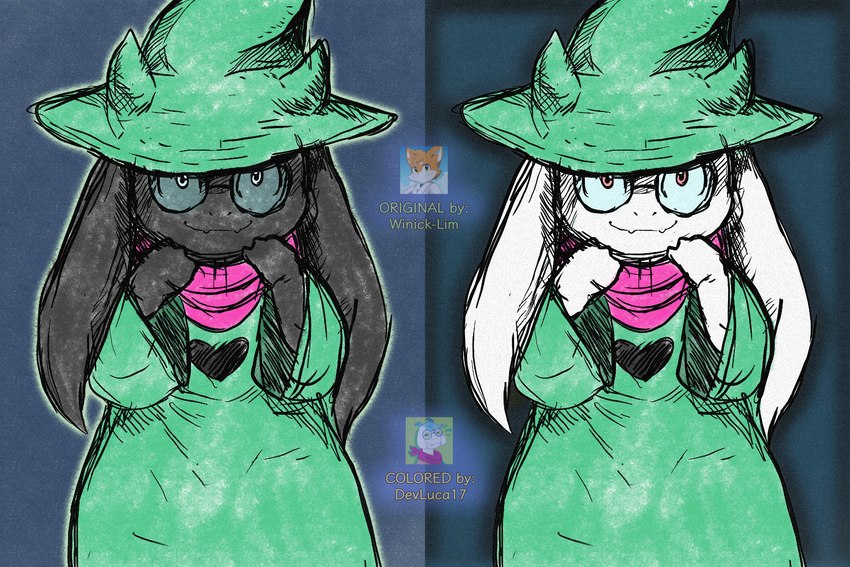 anthro dark light text devluca17 third-party_edit winick-lim deltarune undertale_(series) ralsei 3:2 color_edit colored english_text hi_res