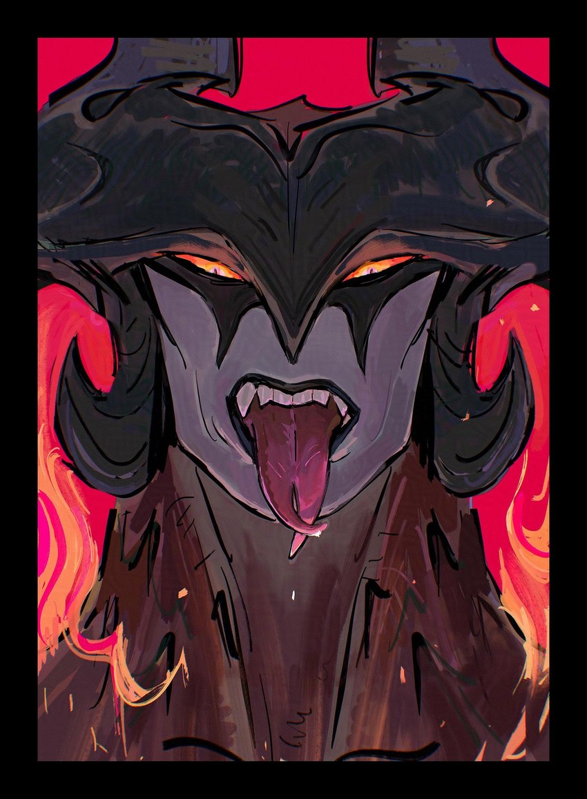 forked_tongue male solo tongue tongue_out drawain league_of_legends riot_games tencent aatrox_(lol) darkin humanoid hi_res portrait