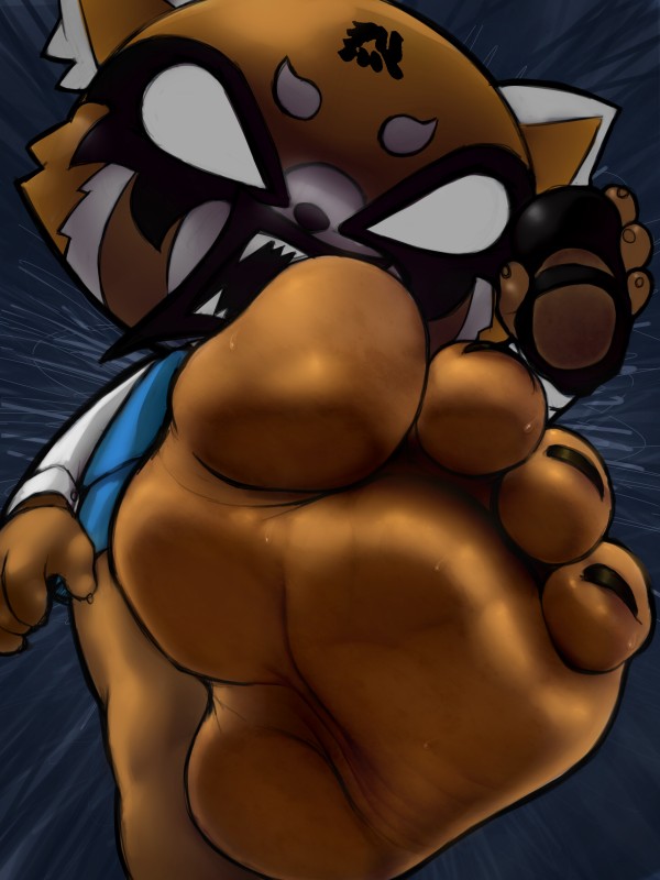 4_toes anthro clothing feet female foot_fetish foot_focus plantigrade soles toes fooooly aggretsuko sanrio retsuko ailurid mammal red_panda 3:4 absurd_res hi_res