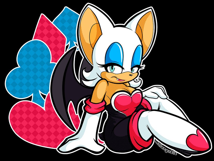 anthro bat_wings boots breasts cleavage clothed clothing eyeshadow female footwear fur gloves green_eyes handwear lipstick makeup membrane_(anatomy) membranous_wings narrowed_eyes shoes sitting solo tan_body tan_skin white_body white_fur wings y2k_(graphic_design) melangetic sega sonic_the_hedgehog_(series) rouge_the_bat bat mammal 4:3 signature