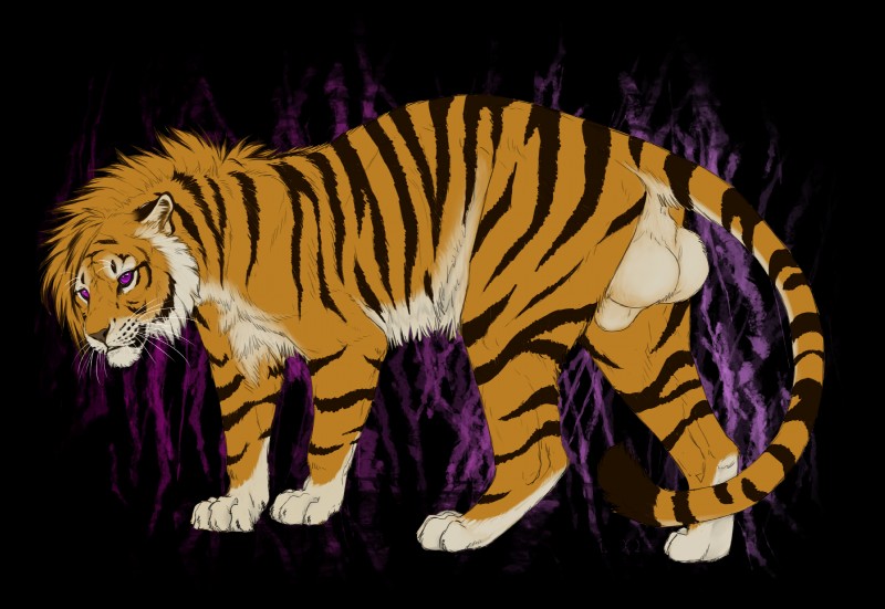 animal_genitalia balls big_balls big_sheath feral fully_sheathed fur genitals male purple_eyes sheath solo deyvarah kato_(tiger) felid mammal pantherine tiger alpha_channel hi_res