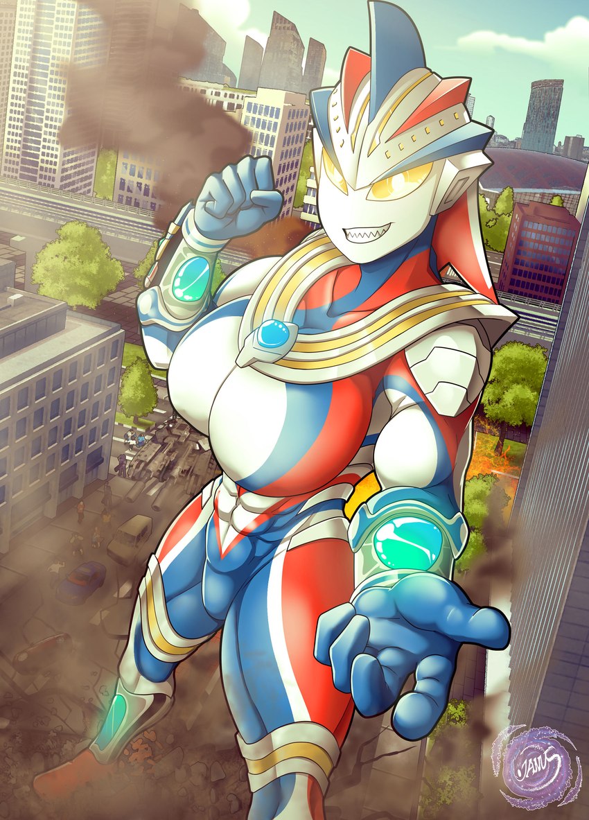 abs big_breasts blue_body breasts city city_background city_destruction cityscape curvy_female curvy_figure curvy_humanoid destruction featureless_breasts female fingers grin huge_thighs humanoid_pointy_ears multicolored_body navel not_furry nude nude_female nude_humanoid plant pointy_ears red_body sharp_teeth smile solo teeth thick_thighs tree ultrawoman_vela_(januslad) voluptuous voluptuous_female voluptuous_humanoid white_body wide_hipped_female wide_hipped_humanoid wide_hips yellow_eyes januslad ultraman_(series) fan_character alien alien_humanoid humanoid absurd_res character_request hi_res