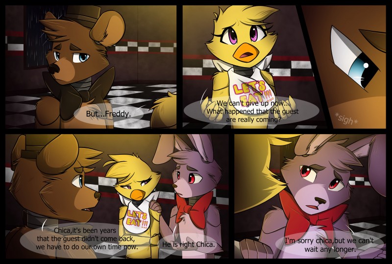 bonnie, chica, and freddy (five nights at freddy's and etc) created by cristalwolf567