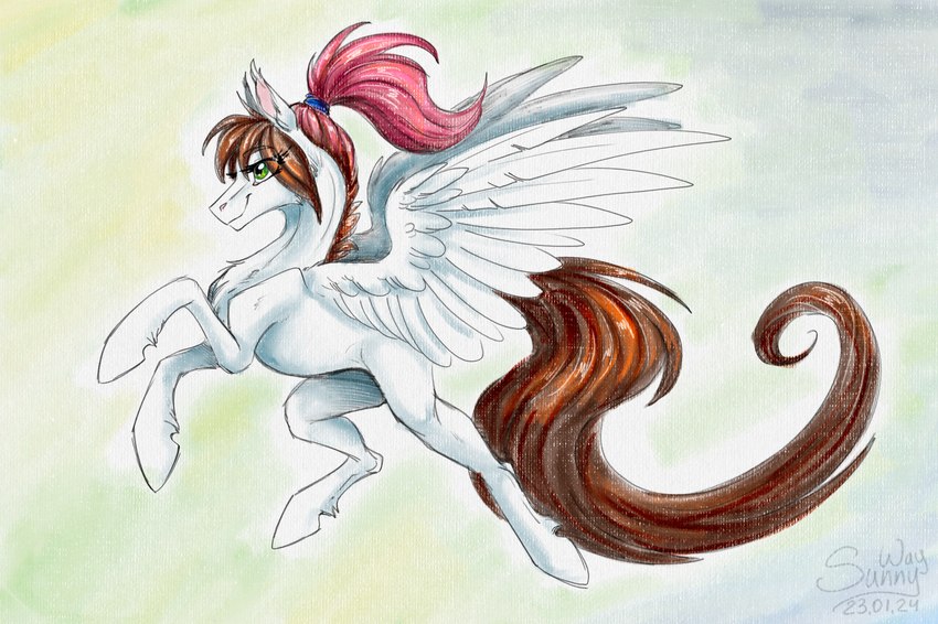 feathers female fluffy flying fur simulated_traditional_(artwork) solo spread_wings wings sunny_way hasbro my_little_pony mythology sunny_way_(character) equid equine horse mammal mythological_creature mythological_equine pegasus pony digital_media_(artwork) digital_painting_(artwork) digital_watercolor_(artwork) hi_res realistic_paint_studio_(artwork)