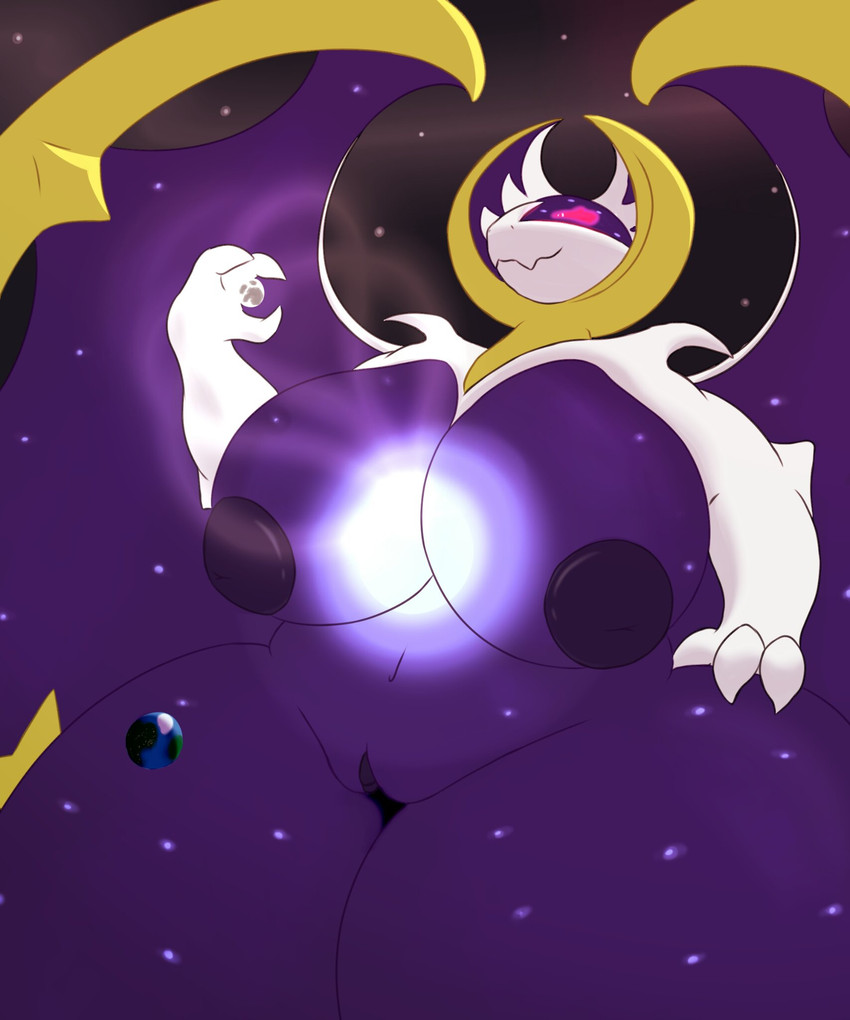 areola big_breasts breasts earth female genitals huge_breasts inverted_nipples macro nipples planet planet_dwarfing pussy solo terra_macro alphaandrenew nintendo pokemon generation_7_pokemon legendary_pokemon lunala pokemon_(species) hi_res