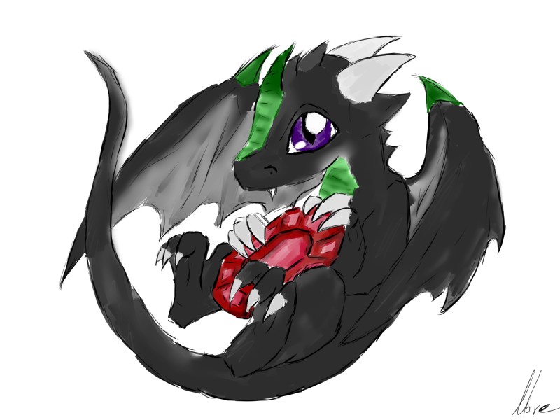 ambiguous_gender claws crystal feral horn purple_eyes scales sharp_tooth simple_background solo tail wings young hoi~poi mythology dragon mythological_creature mythological_scalie scalie 4:3 hi_res