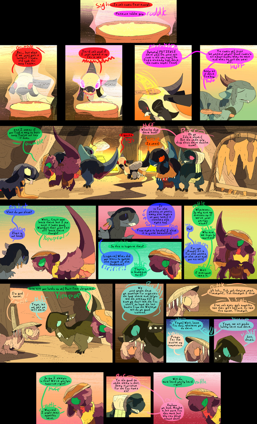 cooking dialogue fantasy female feral fireplace flirting inside magic male text thepatchedragon dragonscape mythology forl_(thepatchedragon) gila_(thepatchedragon) hiker_(thepatchedragon) jat_(thepatchedragon) rara_(thepatchedragon) dinosaur dragon drekir mythological_creature mythological_scalie prehistoric_species reptile saurischian scalie theropod absurd_res comic english_text hi_res