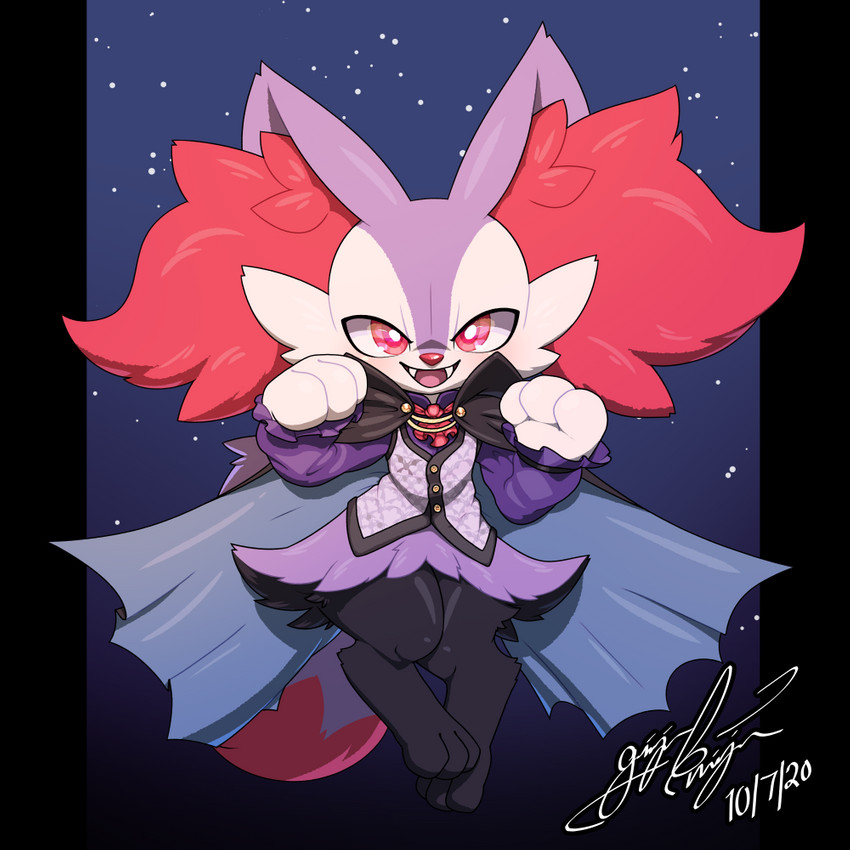 anthro ascot cloak clothed clothing dress_shirt fangs female holidays shirt solo teeth topwear vest gingy_k_fox halloween nintendo pokemon pokemon-specific_day braixen canid canine generation_6_pokemon mammal pokemon_(species) shiny_pokemon vampire 1:1