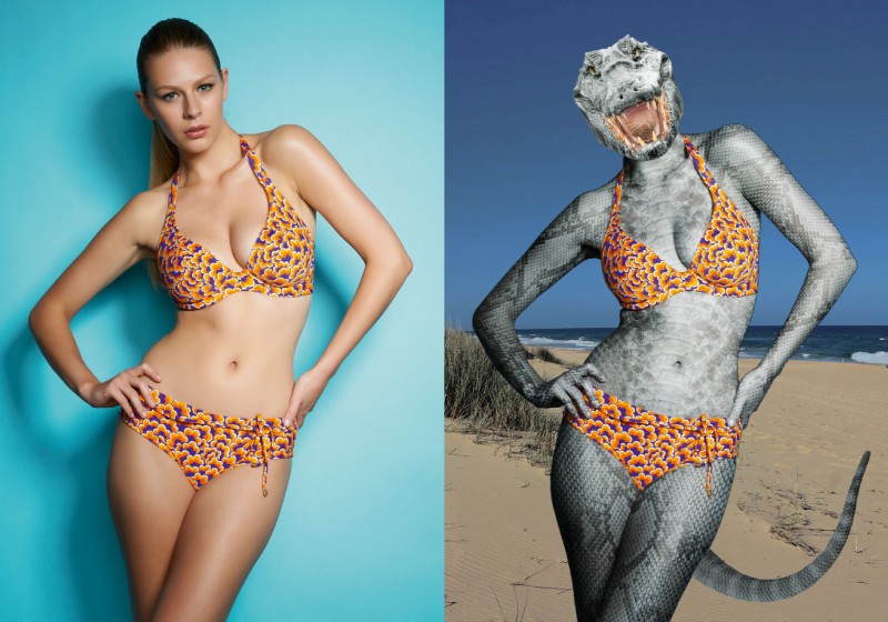 beach before_and_after female outside scales seaside solo lynx7386 third-party_edit crocodile crocodilian human mammal reptile scalie hi_res photo_manipulation photomorph