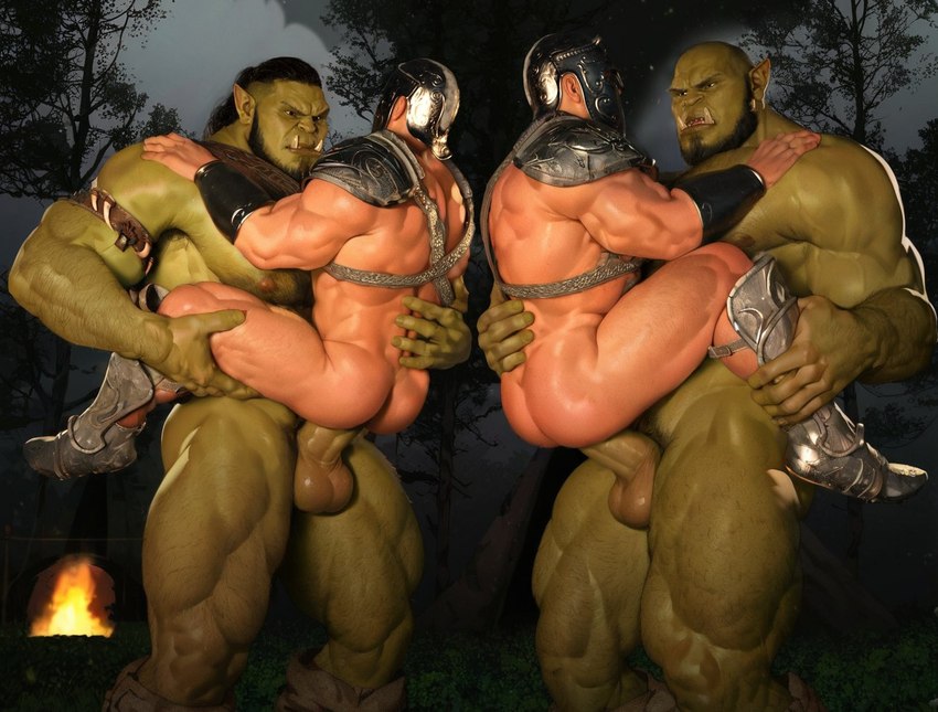 abs ambush anal anal_penetration arm_hair armor back_muscles bald balls beard big_balls big_dom_small_sub big_muscles big_pecs big_penis black_hair body_hair butt campfire carrying_another carrying_partner chest_hair dominant dominant_humanoid dominant_male erection facial_hair genitals green_body group hair headgear headgear_only helmet helmet_only holding_partner huge_muscles human_on_humanoid human_penetrated humanoid_penetrating humanoid_penetrating_human humanoid_pointy_ears interspecies knight larger_humanoid larger_male leg_hair male male/male male_penetrated male_penetrating male_penetrating_male muscular muscular_human muscular_humanoid muscular_male nipples nude outside_sex pecs penetration penile penile_penetration penis penis_in_ass pointy_ears ponytail pubes sex sideburns size_difference smaller_human smaller_male smaller_penetrated stand_and_carry_position standing standing_sex submissive submissive_human submissive_male tusks warrior silverjay human humanoid mammal orc 3d_(artwork) digital_media_(artwork)