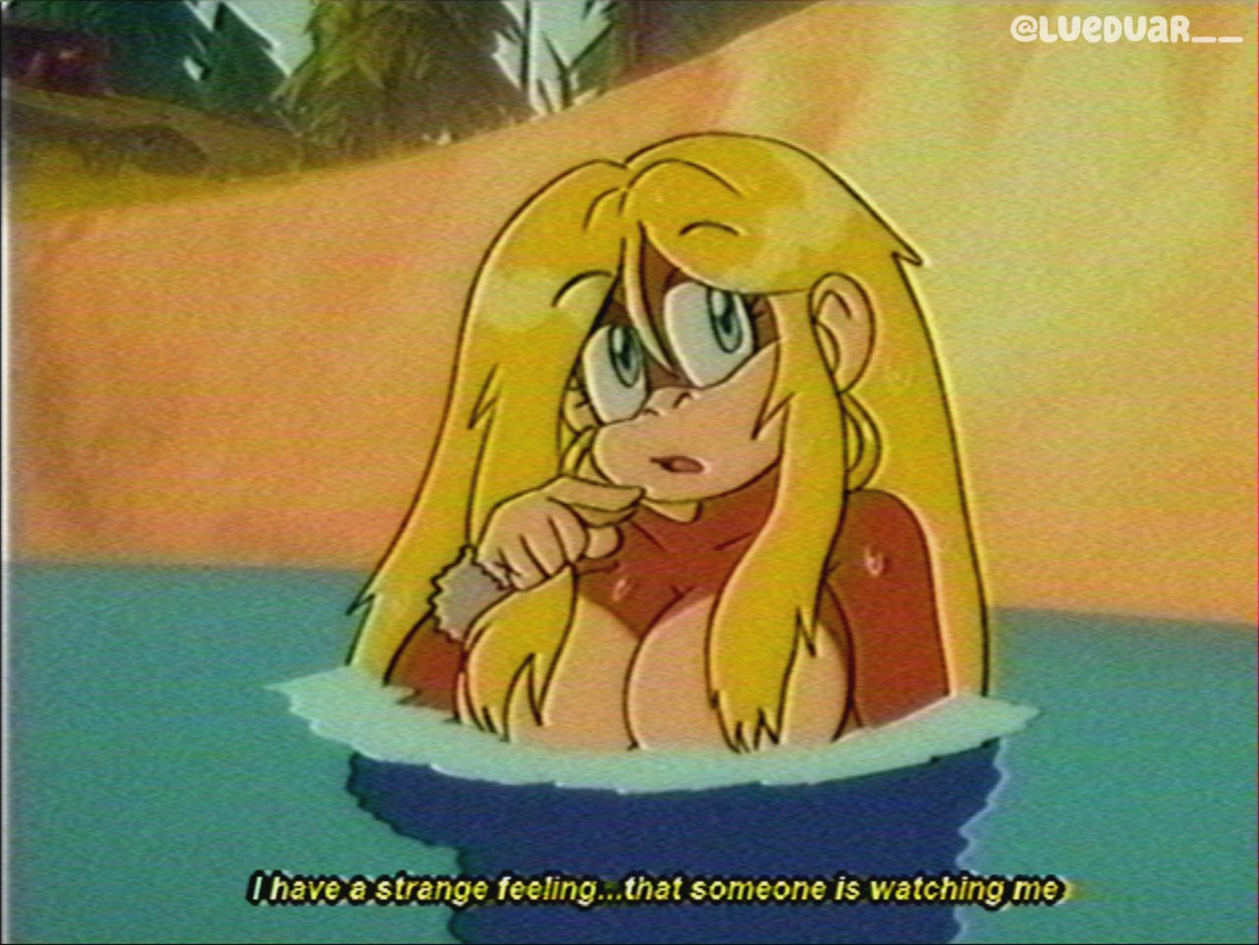 anthro blonde_hair breasts brown_body brown_fur dialogue female fur hair light_body light_skin long_hair multicolored_body nude open_mouth partially_submerged solo text two_tone_body water wet lueduar donkey_kong_(series) nintendo tiny_kong haplorhine mammal monkey primate 2024 4:3 english_text signature