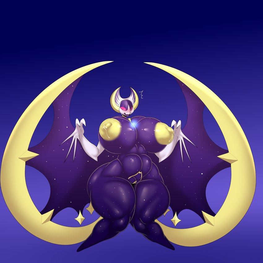 anthro areola big_breasts bodily_fluids breast_expansion breasts expansion female genitals huge_breasts huge_hips huge_thighs lactating milk nipples nude open_mouth purple_body pussy red_sclera solo thick_thighs thigh_expansion wide_hips wings yellow_areola yellow_nipples yellow_pussy ber00 nintendo pokemon generation_7_pokemon legendary_pokemon lunala pokemon_(species) 1:1 absurd_res hi_res