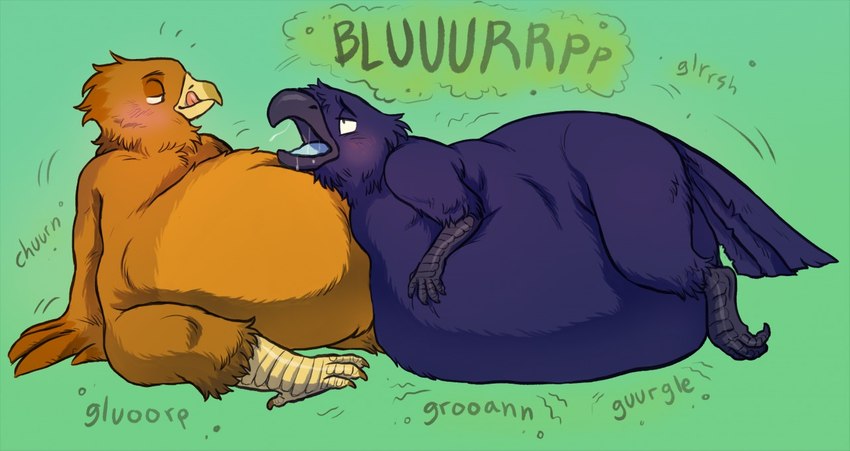 4_toes 5_fingers anisodactyl anthro anthro_pred avian_feet beak beak_lick belly big_belly biped black_beak black_body black_claws black_eyebrows black_eyes black_feathers black_tail blue_tongue blush bodily_fluids bodily_noises brown_body brown_feathers brown_wings bubble burping churn claws death derived_sound_effect different_sound_effects digestion digitigrade drooling duo extended_sound_effect eyebrows fatal_vore feather_hands feathered_wings feathers feet finger_claws fingers glorp glorsh green_background hand_on_belly holding_belly huge_belly hungry hyper hyper_belly imminent_vore licking licking_lips licking_own_beak licking_own_lips lying male male_pred morbidly_obese morbidly_obese_anthro morbidly_obese_male motion_lines narrowed_eyes nude obese obese_anthro obese_male on_front onomatopoeia open_beak open_mouth oral_vore orange_claws overweight overweight_anthro overweight_male pink_tongue rumbling_stomach saliva scuted_arms scutes self_lick simple_background sitting soft_vore sound_effect_variant sound_effects tail tail_feathers text thick_thighs toe_claws toes tongue tongue_out vore vowelless vowelless_sound_effect wings yellow_beak 934 schwarz_(mattman) theo_marks accipitrid accipitriform avian bird corvid corvus_(genus) crow eagle golden_eagle oscine passerine true_eagle 2020 digital_media_(artwork) shaded