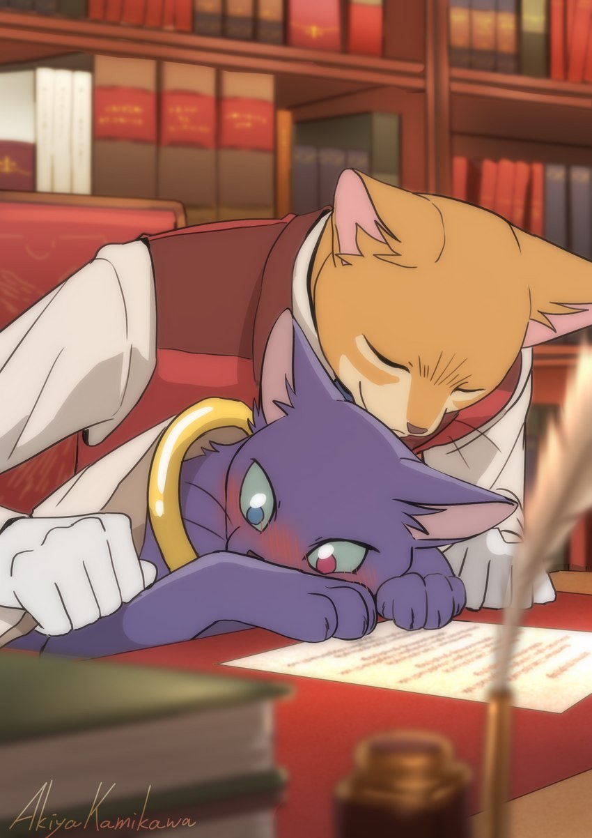 anthro blush clothed clothing collar_ring contract countershading duo eyes_closed gentleman half_asleep hug love male male/male marriage_certificate marriage_proposal nude on_lap partially_clothed pawpads paws royalty sitting_on_lap sleeping warmth akiya-kamikawa ghibli the_cat_returns baron_humbert_von_gikkingen prince_lune domestic_cat felid feline felis mammal hi_res