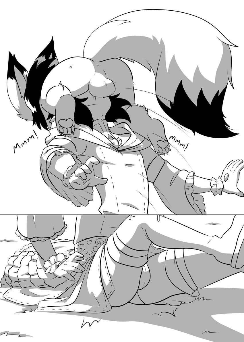 anthro anthro_dominating_humanoid anthro_penetrating anthro_penetrating_humanoid balls bodily_fluids bulge butt claws clothing dominant duo face_hugging face_mounting falling fellatio fluffy fluffy_tail forced forced_fellatio genitals human_on_anthro human_penetrated humanoid_on_anthro humanoid_penetrated humanoid_pointy_ears interspecies interspecies_domination irrumatio jumping male male/male muffled oral panties paws penetration penile pointy_ears pushing saliva sex size_difference small_dom_big_sub smaller_male tail text underwear vowelless vowelless_vocalization astra_lupus sinfrou final_fantasy final_fantasy_xiv square_enix kokojun_astraldusk noebertain_laimable canid canine elezen fox human humanoid lalafox mammal absurd_res comic hi_res monochrome