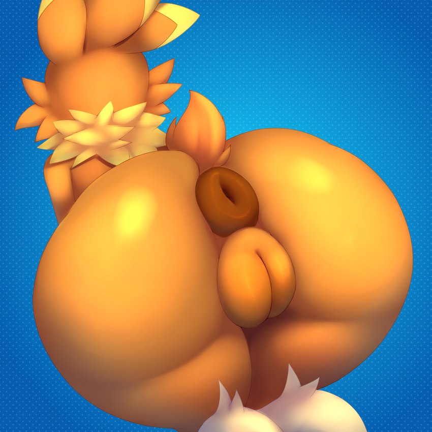 anthro anus bent_over big_anus big_butt butt female genitals huge_butt innie_pussy nude nude_anthro nude_female plump_labia puckered_anus puffy_anus pussy rear_view solo thick_thighs sadflowerhappy nintendo pokemon torchy generation_3_pokemon pokemon_(species) torchic 1:1 2023 absurd_res hi_res