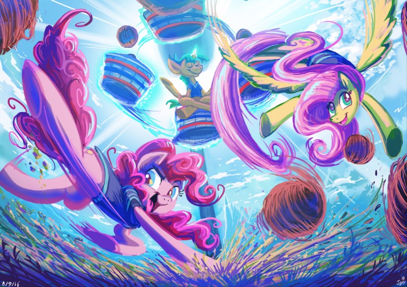 fluttershy, pinkie pie, and snails (friendship is magic and etc) created by jowybean