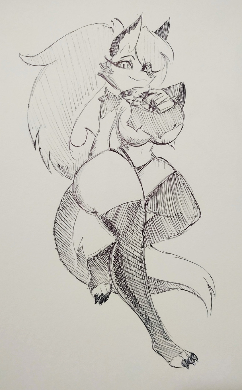 anthro big_breasts big_butt bottomwear breasts butt cellphone clothing collar electronics female fingerless_globes fur hair leggings legwear navel phone solo spiked_collar spikes thick_thighs topwear pikapika212 hellaverse helluva_boss mythology loona_(helluva_boss) canid canid_demon canine demon hellhound mammal mythological_canine mythological_creature 2024 absurd_res hi_res monochrome sketch traditional_media_(artwork)