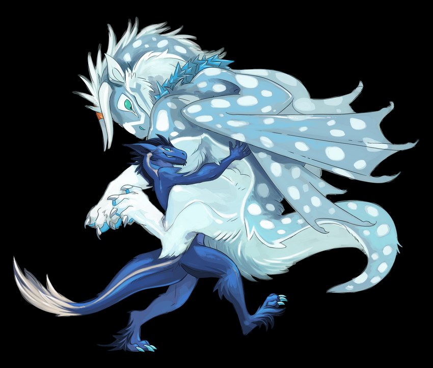 anthro carrying_another duo feral fur horn ice tail winter_coat cartoonsnacks mythology arcturas haloren dragon elemental_creature felkin ice_creature mineral_fauna mythological_creature mythological_scalie scalie absurd_res alpha_channel hi_res