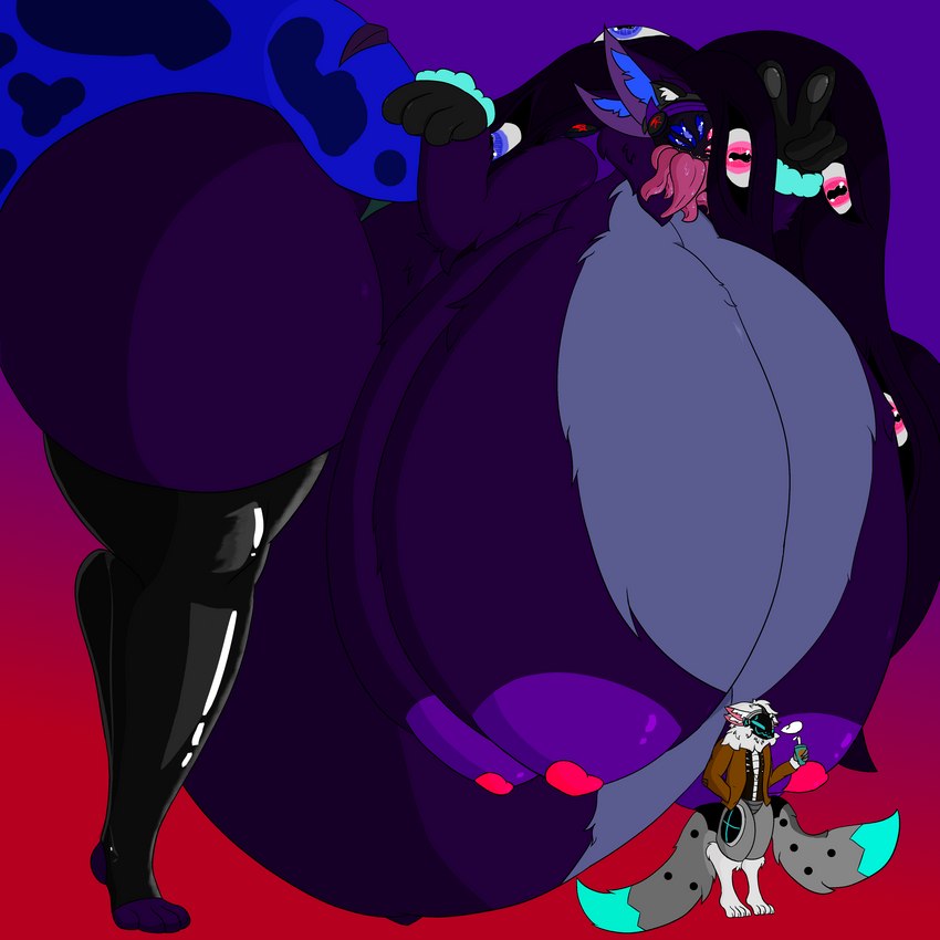 anthro big_breasts big_tail breasts duo female fluffy huge_breasts hyper hyper_pregnancy machine multi_breast multi_ear multi_eye pregnant queen royalty tail tentacles thick_thighs protogenqueen alex_(protogenqueen) mamagen protogen 1:1 absurd_res hi_res