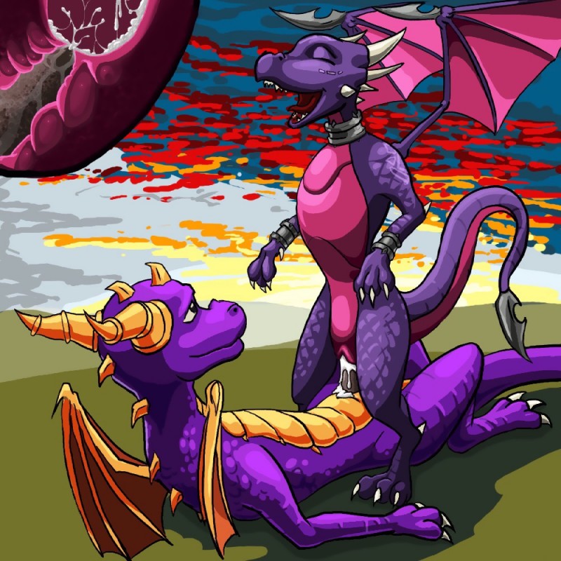 cynder and spyro (spyro the dragon and etc) created by oniontrain and third-party edit