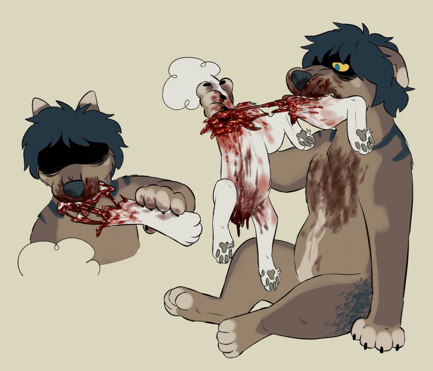 blood bodily_fluids child_murder death duo feral gore gore_focus hard_vore headless male male/male mutilation pawpads teeth vore young puppyratcat alien canid canine canis domestic_dog mammal hi_res