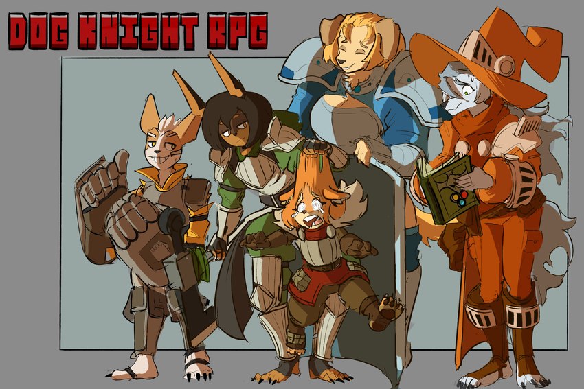 jeane, maci, nix, orinette, and rory (dog knight rpg) created by macopi