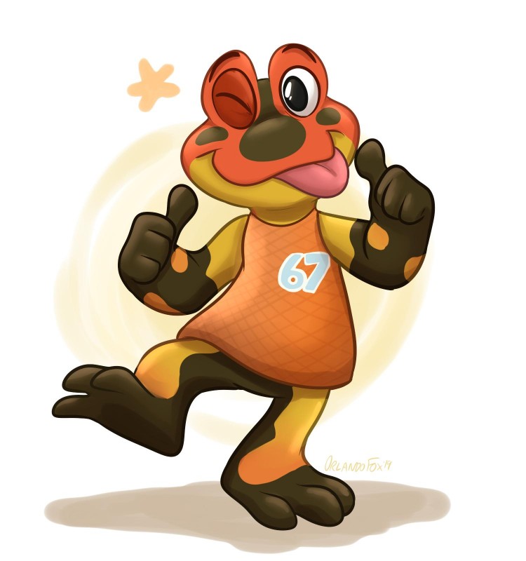 anthro male markings solo spots spotted_body spotted_skin orlandofox animal_crossing cc-by-nc-nd creative_commons nintendo drift_(animal_crossing) amphibian frog mammal poison_dart_frog 2019 digital_media_(artwork) hi_res