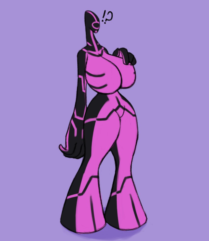 big_breasts black_body breasts female pink_body purple_background simple_background solo thick_thighs jovi_cap ben_10 cartoon_network alien galvanic_mechamorph hi_res