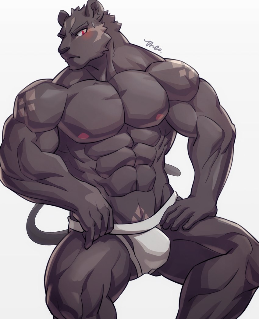 abs anthro barazoku biceps black_body black_fur blush fur male melanistic muscular muscular_anthro muscular_male nipples pecs solo uiokv knights_college theo_prinz_von_hirschreich felid mammal pantherine 2021 absurd_res hi_res