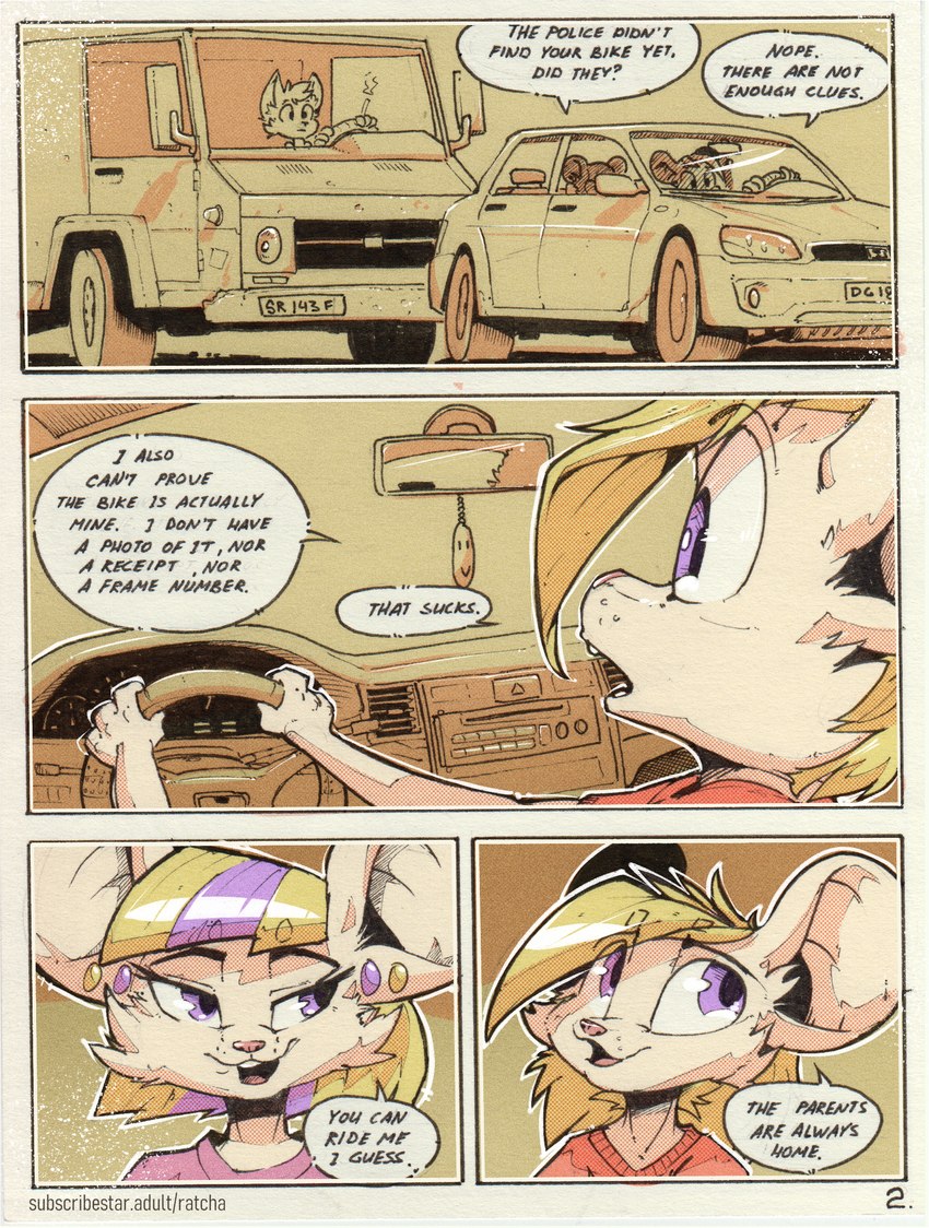 anthro car clothed clothing dialogue driving duo female male male/female simple_background speech_bubble text vehicle ratcha iris_(ratcha) skye_(ratcha) mammal mouse murid murine rodent comic english_text hi_res traditional_media_(artwork) brother_(lore) brother_and_sister_(lore) sibling_(lore) sister_(lore) twins_(lore)