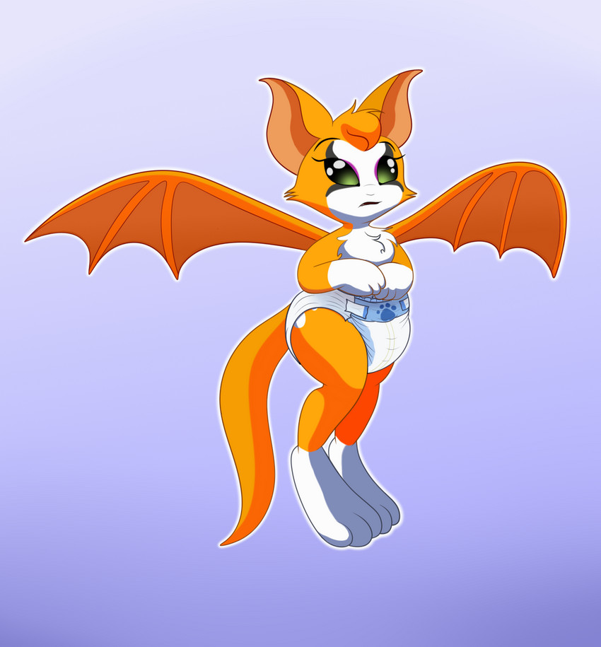 anthro clean_diaper clothed clothing diaper digitigrade female flying open_mouth solo wearing_diaper wetness_indicator wings hodgepodgedl dust:_an_elysian_tail fidget_(elysian_tail) bat mammal nimbat hi_res