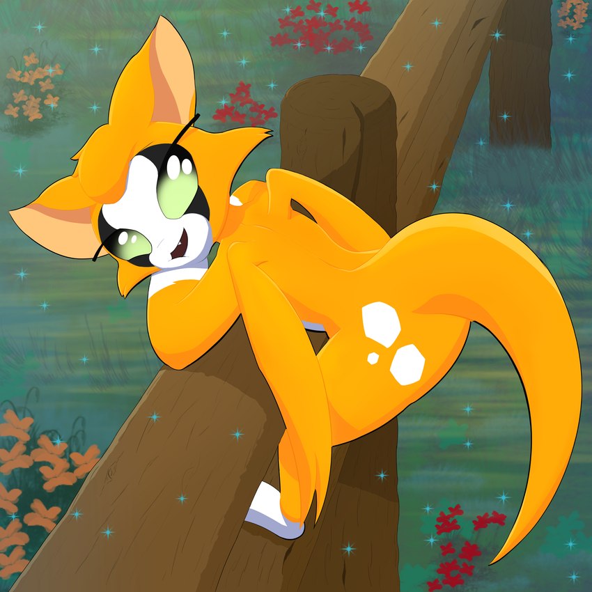 anthro butt female fence fur grass green_eyes hair looking_at_viewer membrane_(anatomy) membranous_wings open_mouth orange_body orange_fur outside plant smile solo tail white_body white_fur wings jampalanga dust:_an_elysian_tail fidget_(elysian_tail) bat mammal nimbat 1:1 absurd_res digital_media_(artwork) hi_res