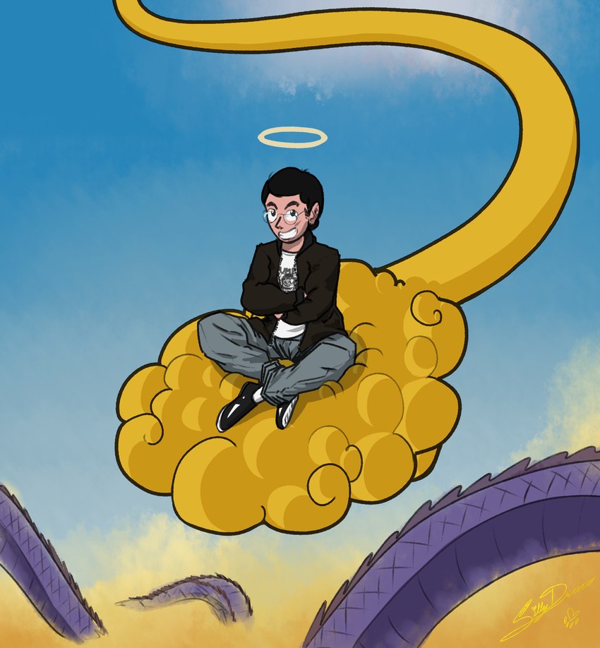 akira toriyama and nimbus (dragon ball and etc) created by sillydraco