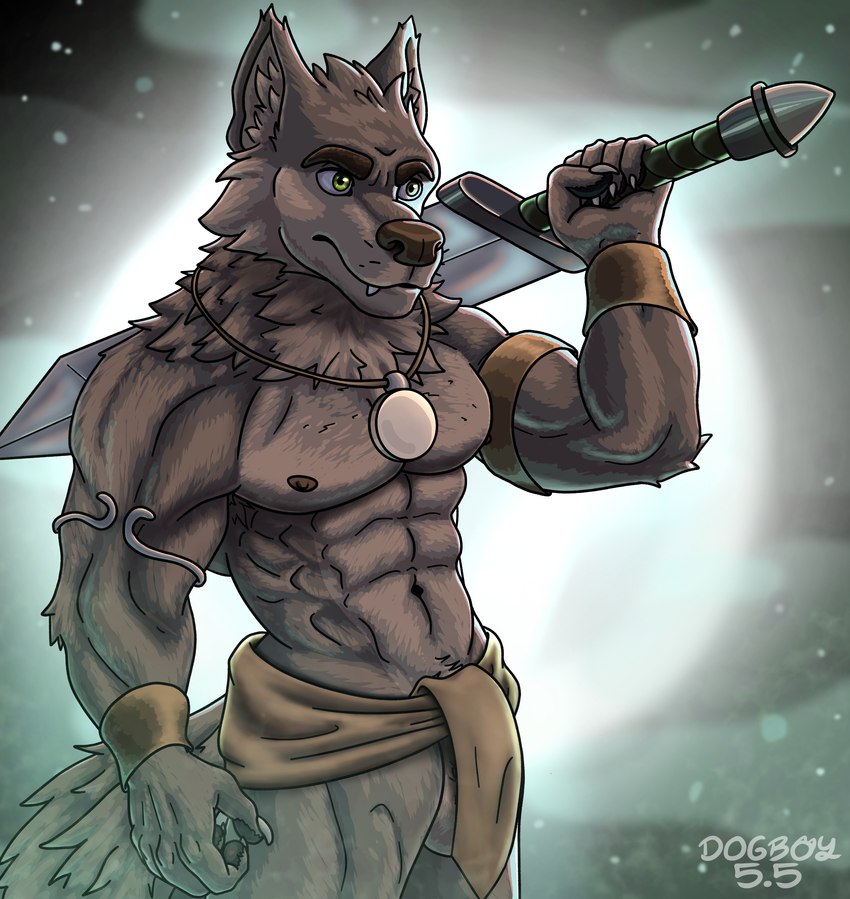 abs anthro armor balls biceps bulge cape clothed clothing collar fur genitals green_eyes jewelry male medieval medieval_clothing melee_weapon multicolored_body multicolored_fur muscular muscular_anthro muscular_male neck_tuft nipples pecs simple_background solo solo_in_panel sword sword_on_back tail tuft two_tone_body two_tone_fur underwear weapon dogboy55_artss far_beyond_the_world_(series) ranok_(far_beyond_the_world) canid canine canis mammal wolf absurd_res digital_drawing_(artwork) digital_media_(artwork) hi_res shaded