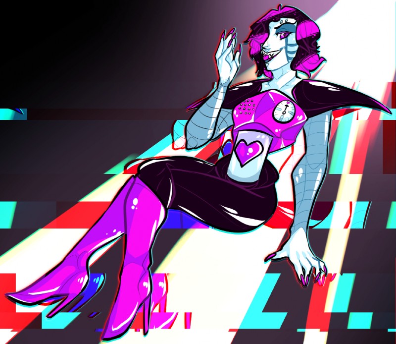 boots clothing colored_nails femboy fingernails footwear glistening glitch heart_symbol high_heeled_boots high_heels looking_at_viewer machine nails not_furry shoes solo infel-phira undertale undertale_(series) mettaton mettaton_ex android humanoid robot robot_humanoid 2015 digital_media_(artwork)