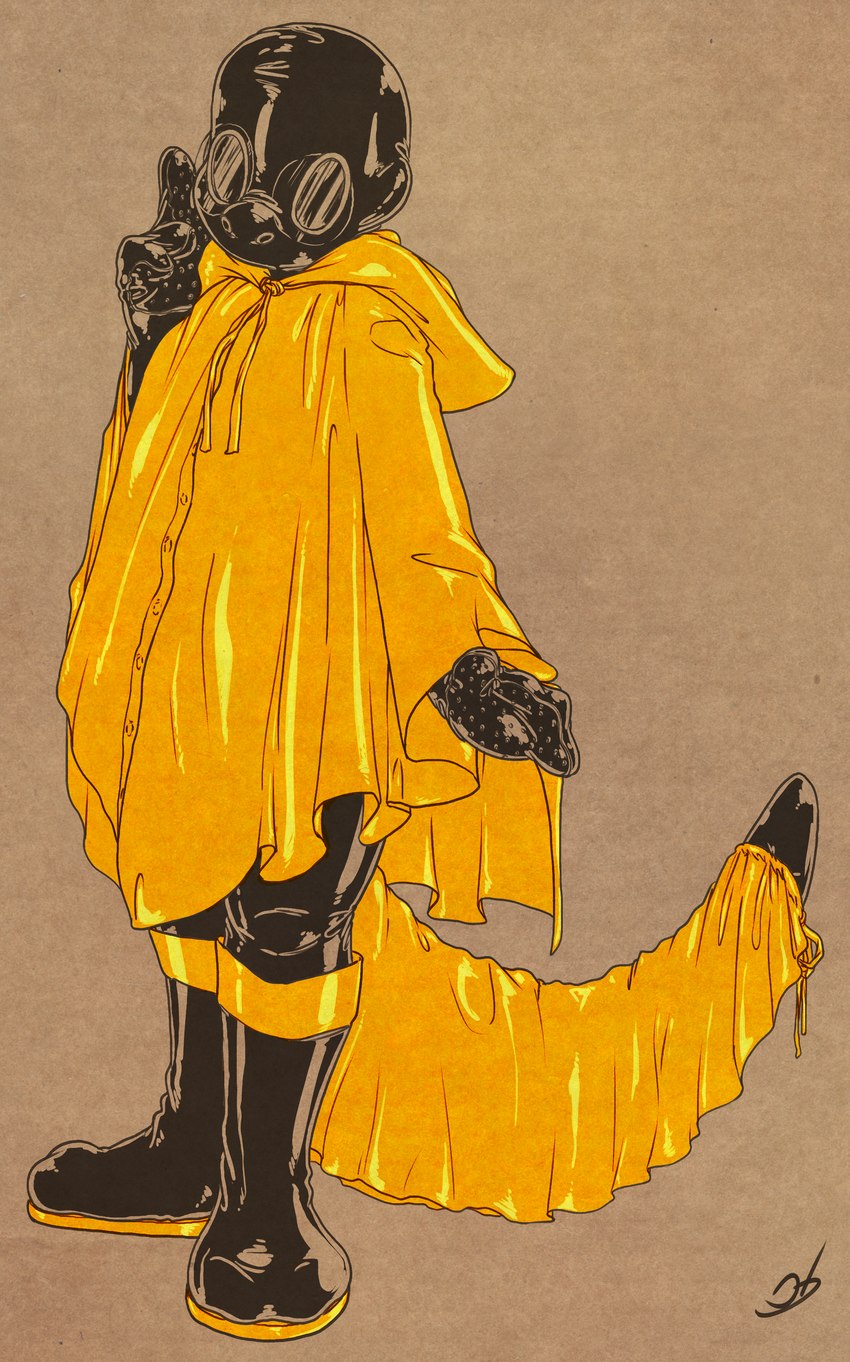 ambiguous_gender anthro boots clothed clothing coat footwear glistening latex latex_clothing latex_mask latex_skinsuit mask neoprene raincoat rubber_boots shoes simple_background skinsuit solo tight_clothing topwear yellow_raincoat stormdragonblue mao_otter mammal mustelid otter 2021 absurd_res digital_drawing_(artwork) digital_media_(artwork) hi_res